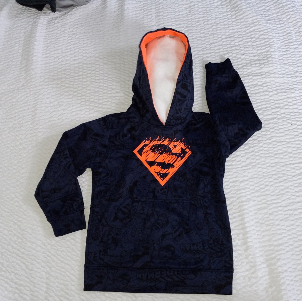 D.C Comics, Superman Hoddie , youth size 6/7, Navy Blue and Orange Sweatshirt
